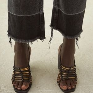 Rachel Comey Black & Gold Kross Leather Sandal